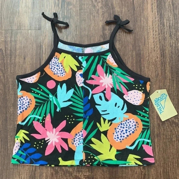 Girls Thereabouts Tropical Print Tank Top Medium - Picture 2 of 4